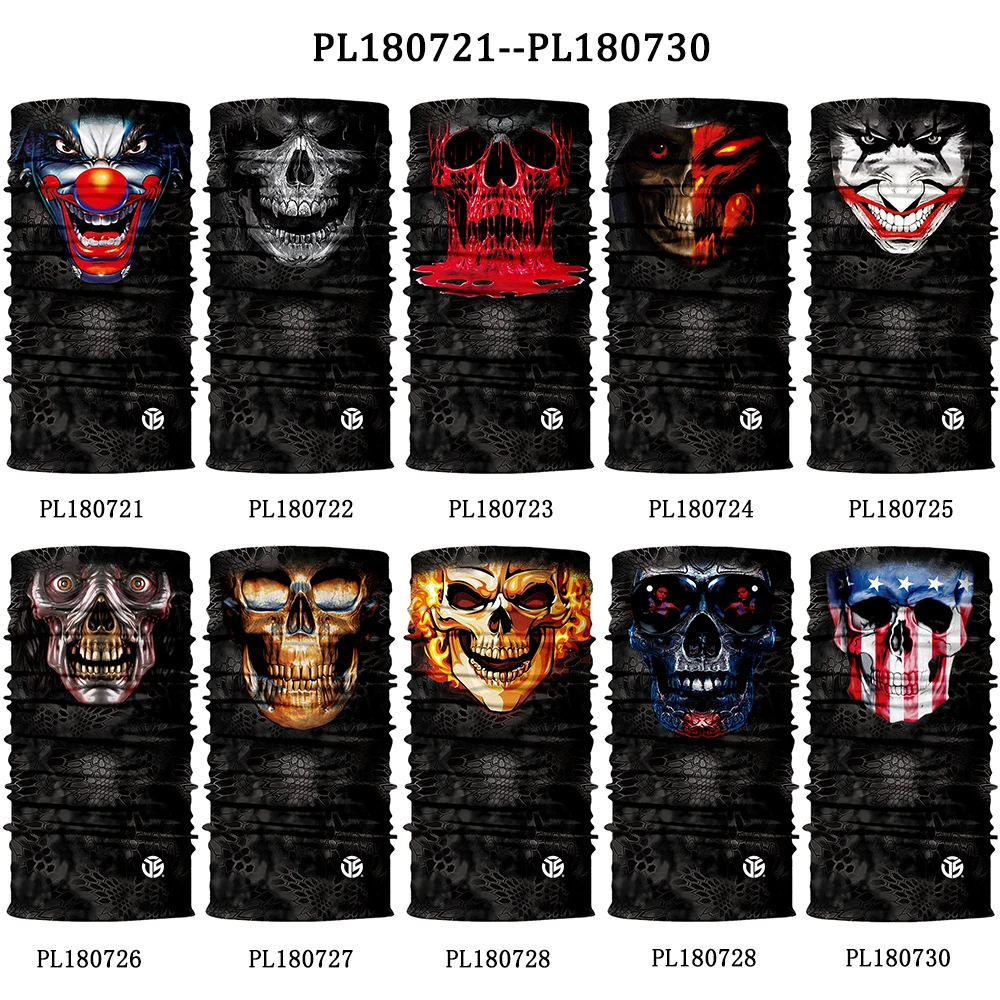 3D бесшовная Волшебная бандана шейный Гетр Череп призрак Джокер клоун трубчатый