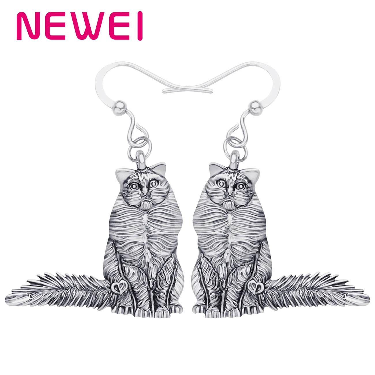 

Newei Plated Alloy Antique Gold Elegant Birman Cat Earrings Long Kitten Drop Dangle Jewelry For Women Girls Kid Gift Accessories
