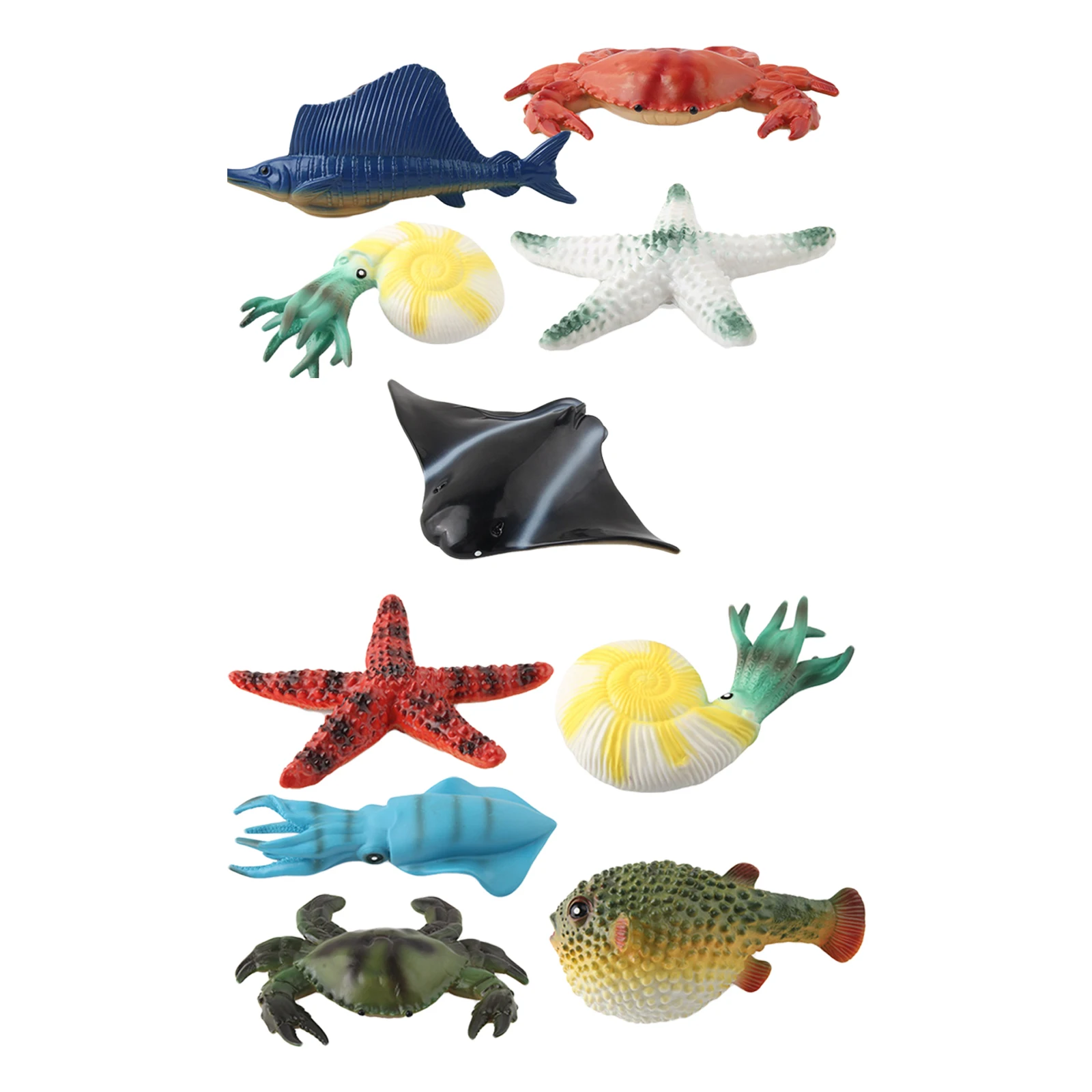 

Pack of 5 Simulated Marine Animal Model Softy Manta Ray Squid Early Education Educational Toys Vivid Science for Kids