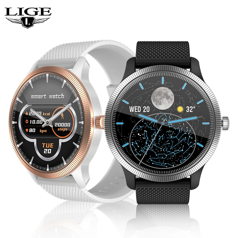 

Смарт-часы LIGE 2021 мужские водонепроницаемые с сенсорным экраном и Пульсометром