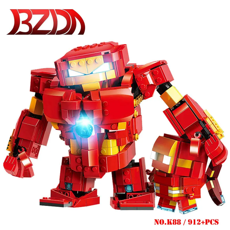 Серия BZDA Super Hero Железный человек квадратная голова антивандальная броня 912 шт.