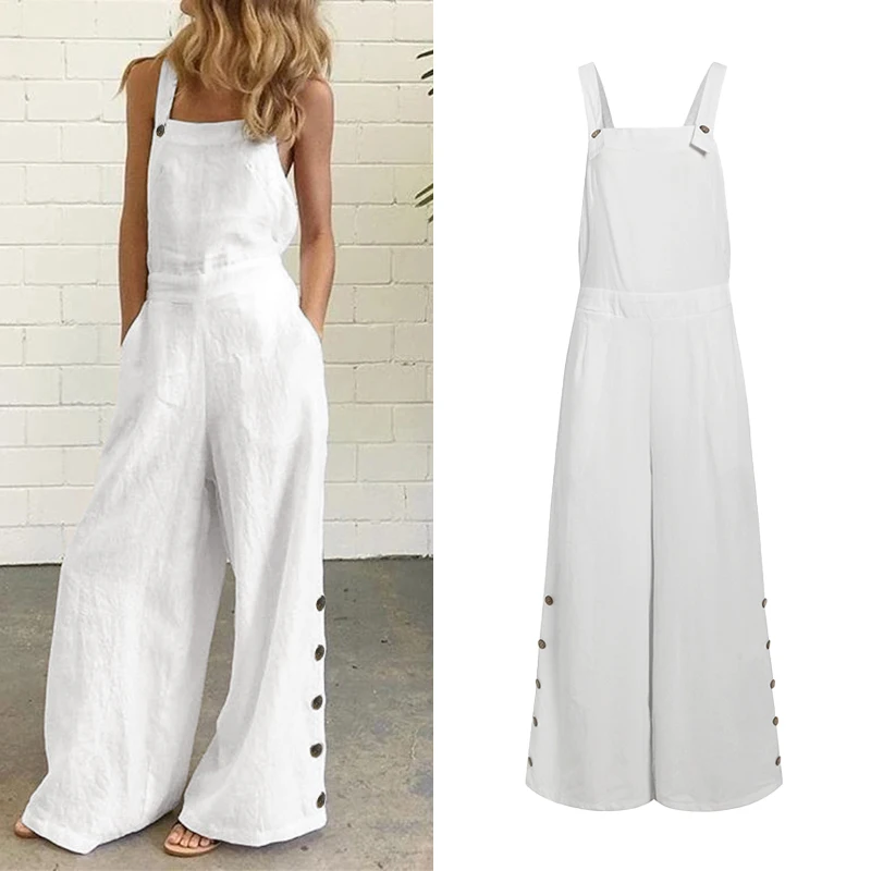 Rompers Women Jumpsuits 2021 VONDA Female Casual Wide Leg Pants OL Party Overalls Sexy V Neck Lapel Neck Print Playsuits 5XL