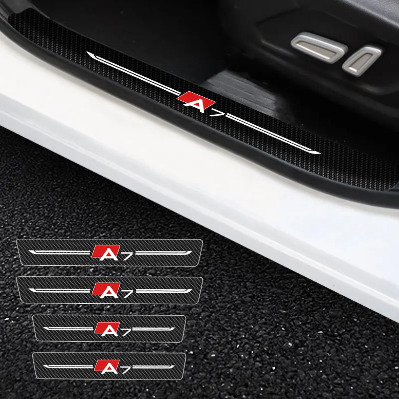 

Car Door Threshold Scuff Plate Carbon Fiber Sill Protector Stickers For Audi A7 2008-2019 2020 2021 Auto Door Entry Pedal Guards