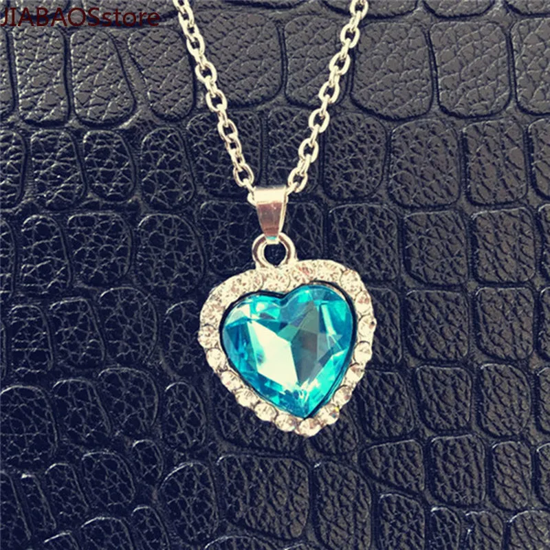 

Titanic Heart of Ocean Blue Heart Love Forever Pendant Necklace + Velvet Bag