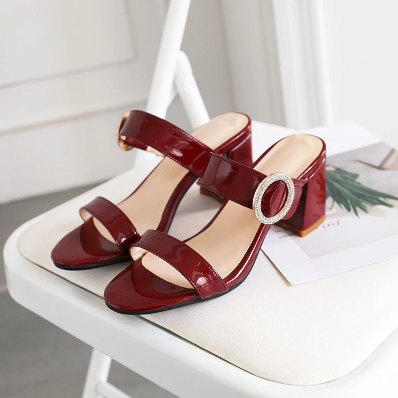 

WETKISS 2020 New Slippers Women Thick High Heels Shoes Woman Slides Shoes Summer Mules Shoes Ladies Slippers Plus Size 50