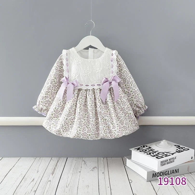 

Baby Clothing Spanish Lolita Vintage Print Bow Lace Turkey Ball Gown Birthday Party Easter Eid Princess Dress For Girls A38