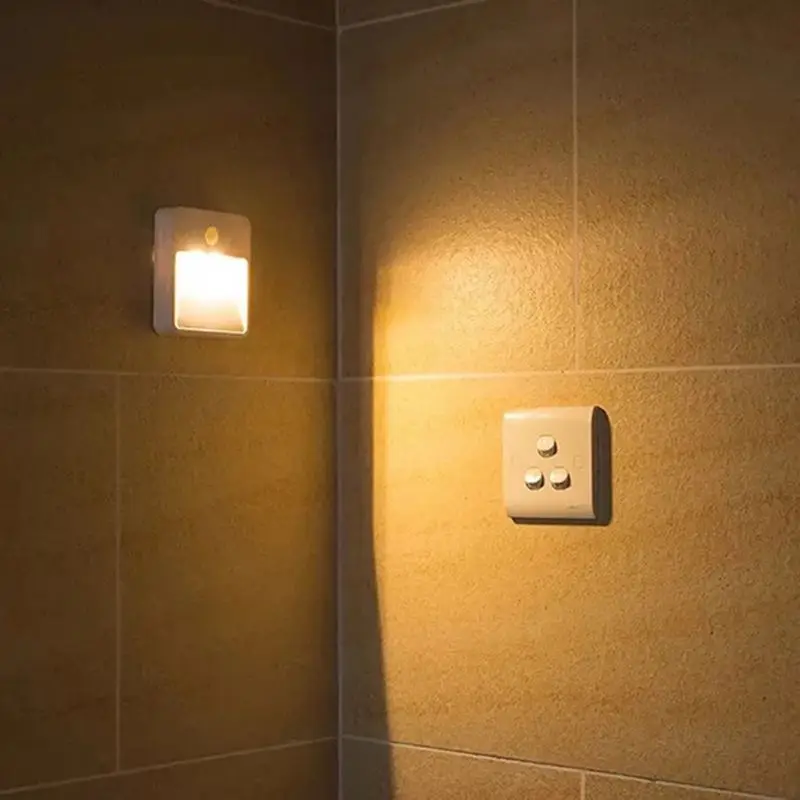 

2021 New Square Night Light Motion Sensor Lamp Movement Induction Nightlight LED Lighting Home Bedroom Stairs Garage