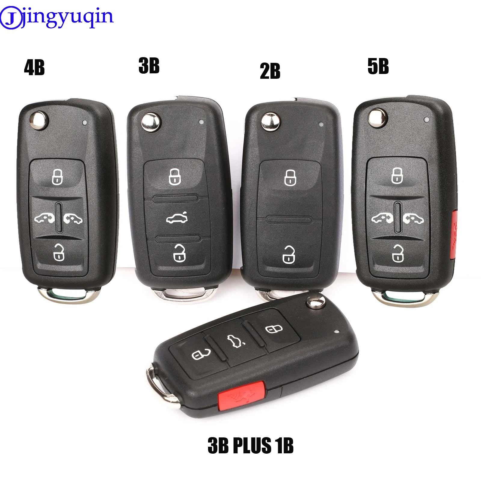 Jingyuqin 2/3/4/5 кнопки чехол для автомобильного ключа VW/VOLKSWAGEN Caddy Eos Golf Jetta Beetle Polo Up Tiguan