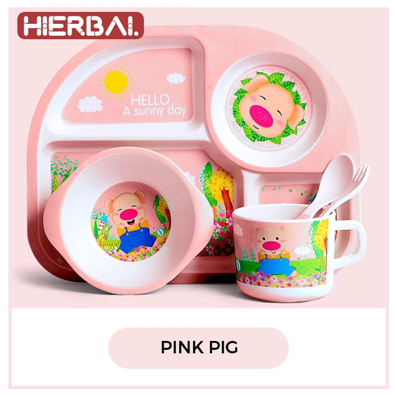 Бамбуковое волокно Детская мультяшная посуда для еды обеденная тарелка