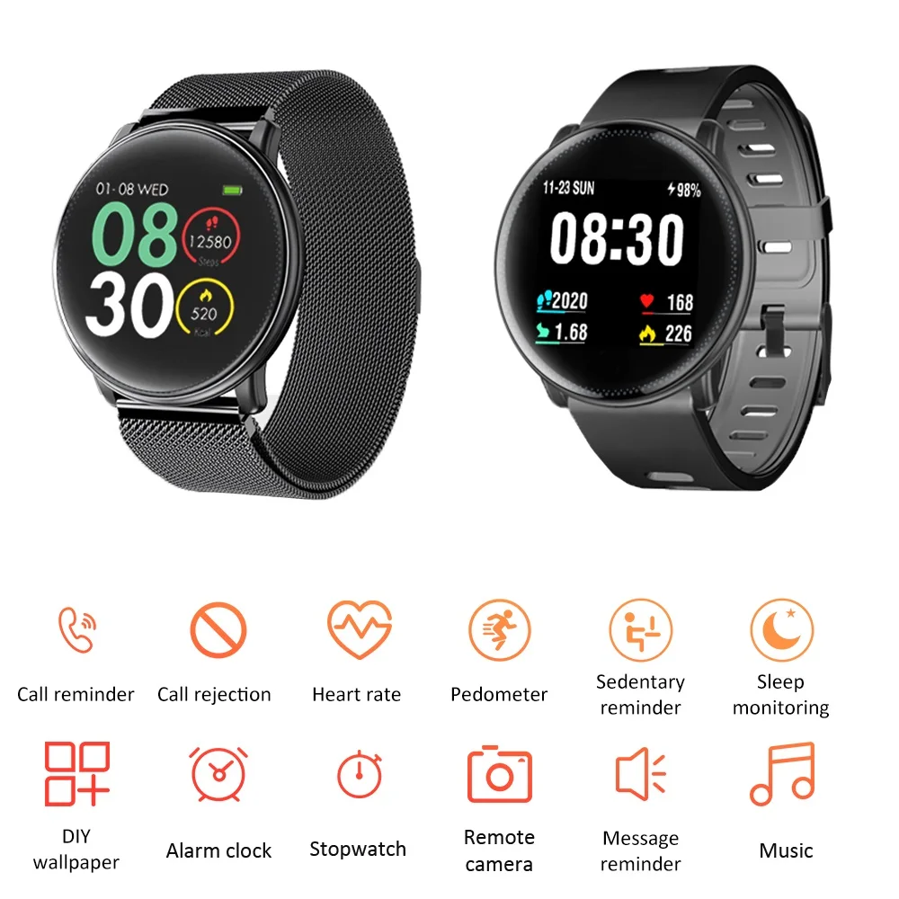 Умные часы Uwatch2 1,3" ips 240*240 дисплей BT4.0 фитнес Шагомер калорий умный таймер пульсометр сна монитор наручные часы