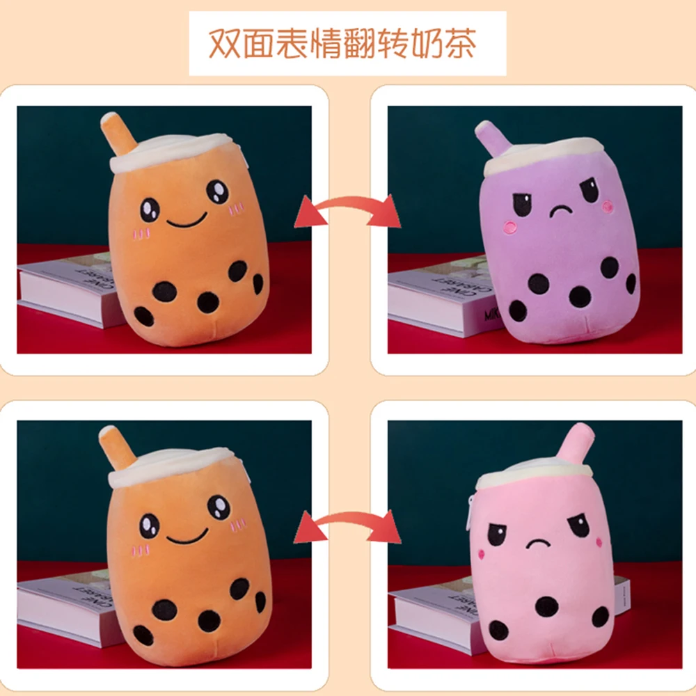 

Double sided Reversible Flipped Boba Plushie Bubble Tea Plush Doll Soft Stuffed Boba Milk Tea Kids Girls Birthday Gift Toys