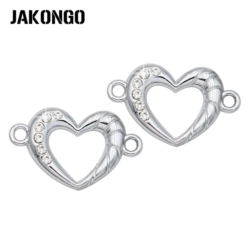 

12PCS Sliver Plated Crystal Heart Charm Connectors fit Jewelry Making Bracelet Findings Accessories DIY 23x14mm