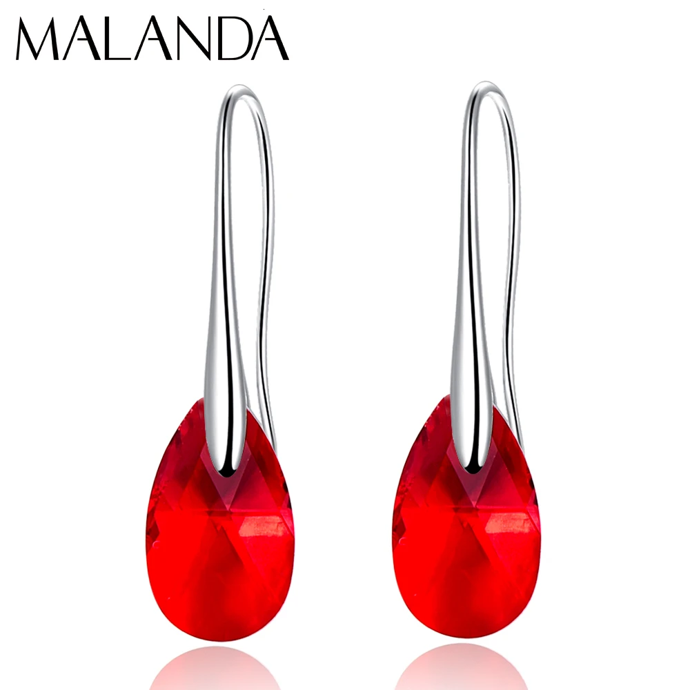 W-Crystal-Light Siam Серьги-капли с кристаллами Swarovski для женщин, новая мода, Золотой пирсинг, висячие серьги, свадебные украшения, подарок для девушек - Окраска металла: W-Crystal-Light Siam