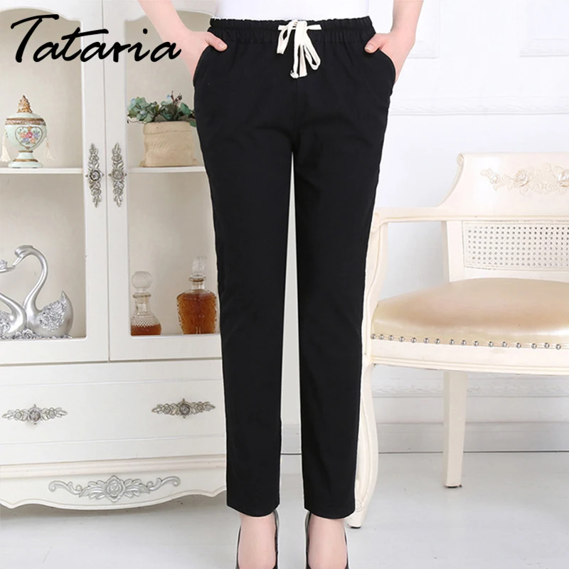 Женские хлопковые льняные брюки Tataria весенние Свободные повседневные ярких