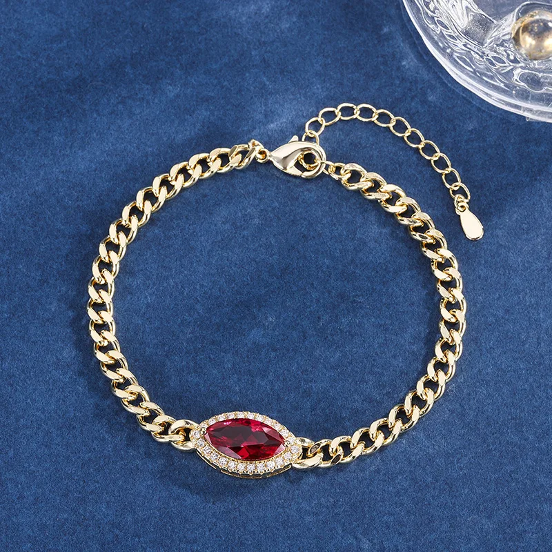 

Funmode Beauty Charm Design Red Cubic Zircon Bracelet Hip Hop Gold Color Women Party Bracelets pulseras mujer Wholesale FB159