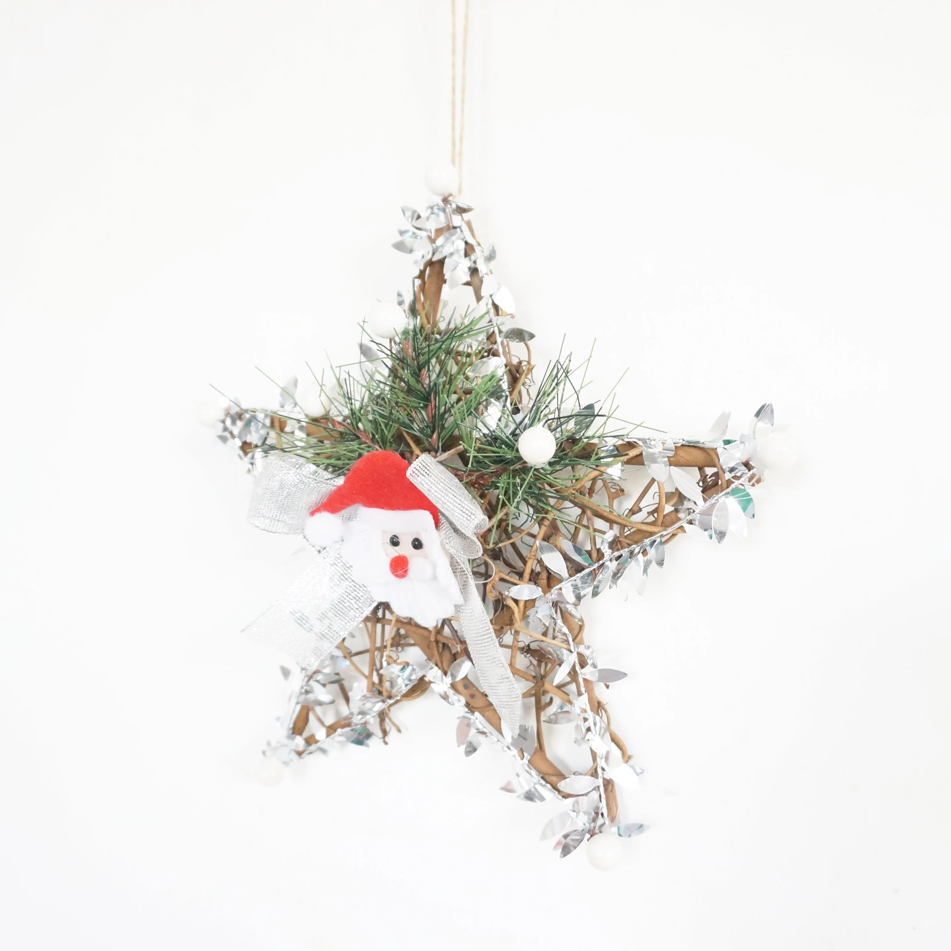 Рождественский венок со звездами гирлянда из ротанга с Санта Клаусом настенное