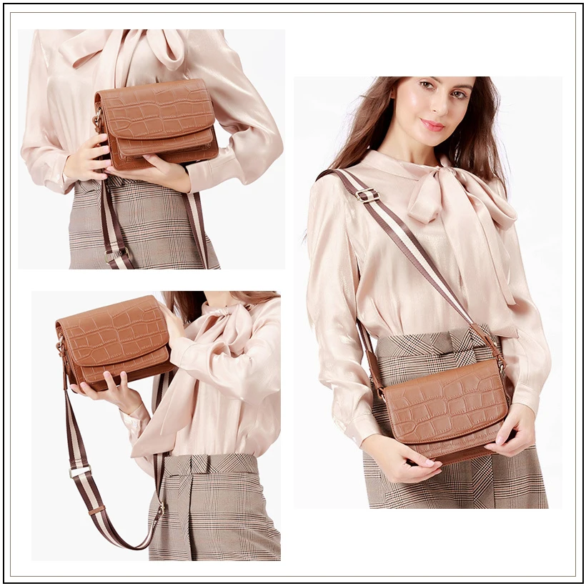 AVRO's MODA Brand Fashion Genuine Leather Shoulder Bags For Women Handbags Ladies Crocodile Pattern Crossbody Messenger Flap Bag