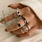 Винтажный готический серебряный комплект колец 17KM с лицом и сердцем для женщин и мужчин, кольцо в ретро стиле с животным, бабочкой и змеей, Индивидуальные ювелирные изделия