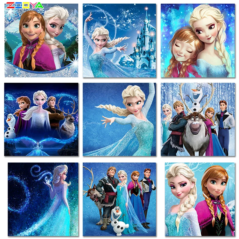 Полный Diy Daimond картина крестиком замороженная улыбка Анна Алмазная