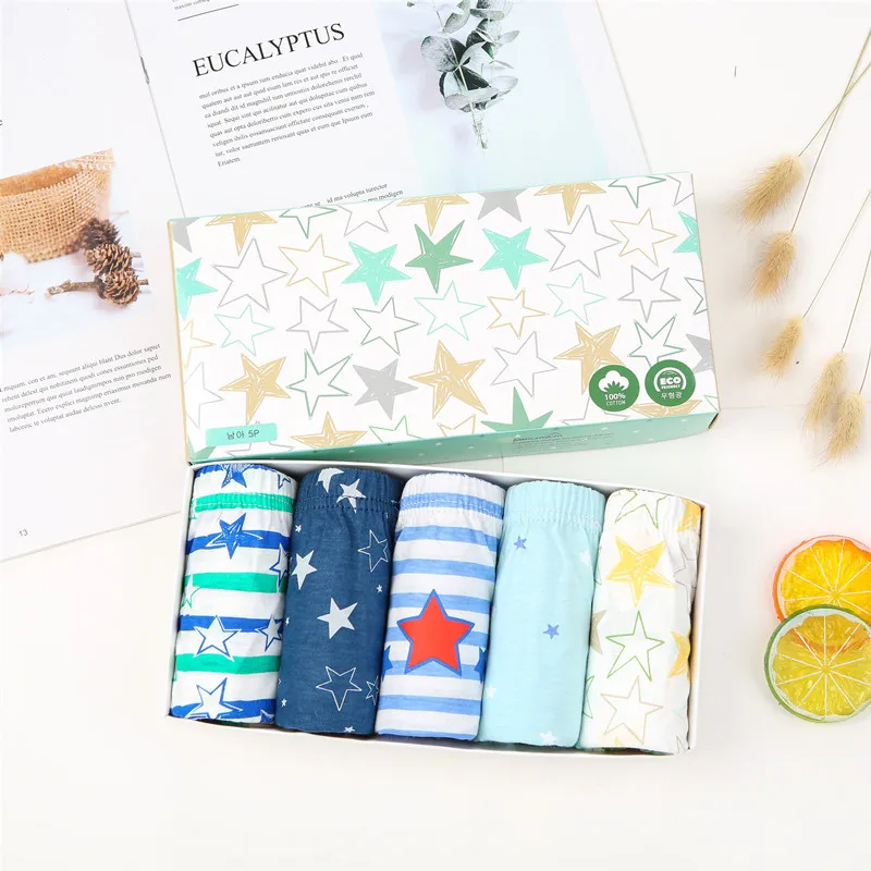 

5 Pcs/Lot Boys Panties Cotton Children Underwear Elastic Children Panties Breathable Boys Boxers Briefs Cool Kids Knickers 2-14Y