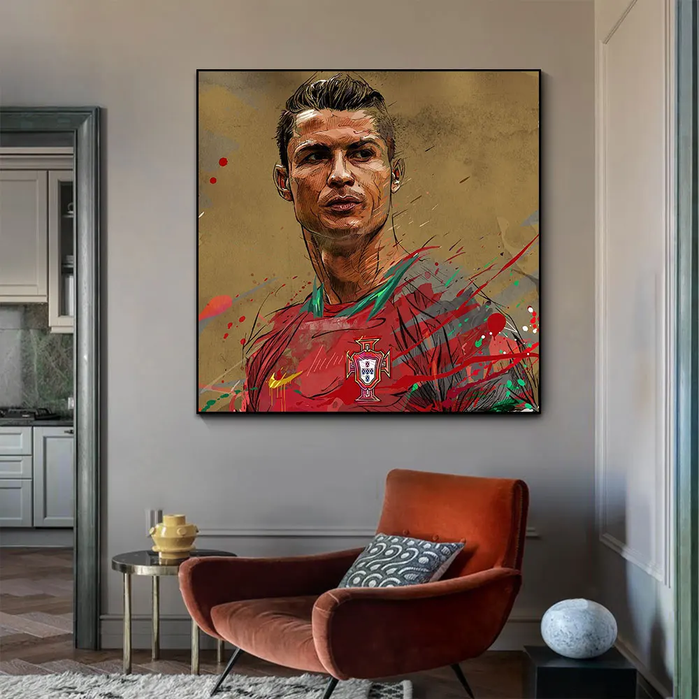 Картина на холсте Криштиану Роналду современный спортивный настенный постер с