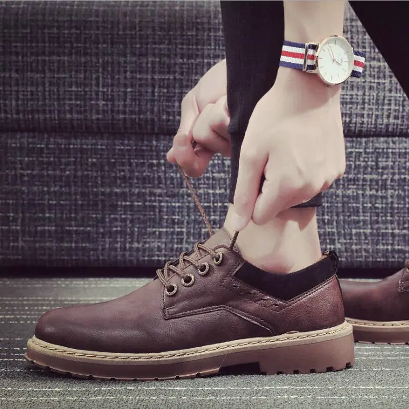 

Зимние водонепроницаемые ботильоны, мужская повседневная кожаная обувь, мужские кожаные ботинки, рабочая безопасная обувь