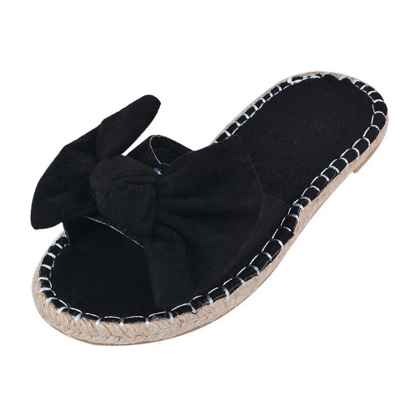 black (style1) Вьетнамки; Zapatos De Mujer; модные шлепанцы с бантом; женские нескользящие шлепанцы; летняя пляжная обувь без застежки на плоской подошве - Color: black (style1)
