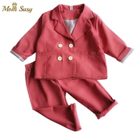 fashion girl boy formal clothes set suit jacketpant 2pcs toddler baby high quality suit blazer jacket thick korean baby clothes