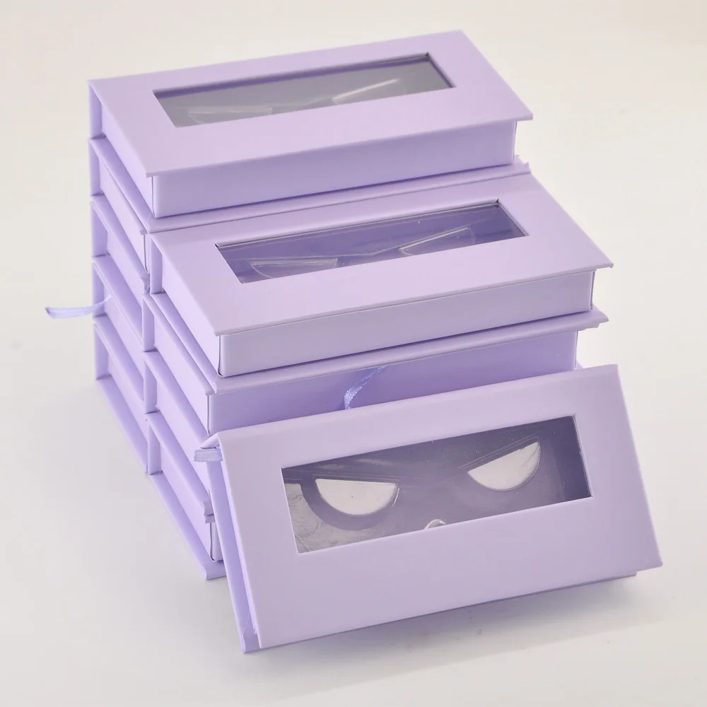 

10/lot Wholesale eyelash packaging box lash boxes package custom rectangle magnetic lavender mink lashes makeup case vendors