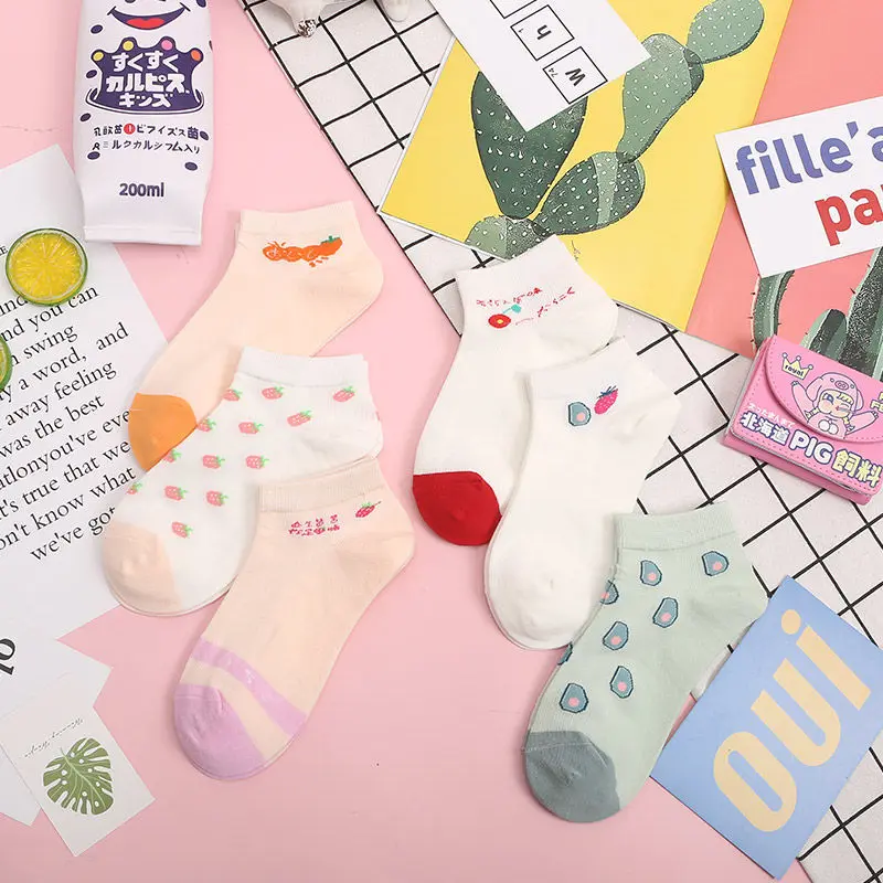 Sfree 6Pairs Lovely Japanese Summer Thin Breathable College Wind Sweet Girl Joker Personality Boat Socks