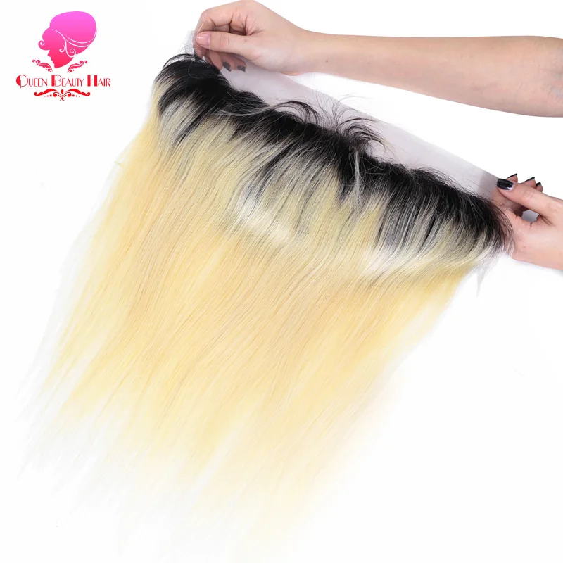 QUEEN BEAUTY Remy бразильские прямые волосы 13X4 1B 613 темные корни Омбре светлые кружева