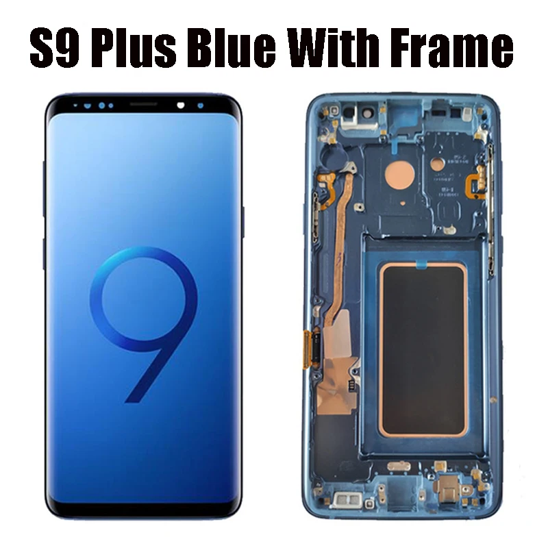 S9P Blue With Frame Без битых пикселей 5,8 ''дисплей для SAMSUNG Galaxy S9 G9600 ЖК-дисплей с кодирующий преобразователь сенсорного экрана в сборе запасные части - Цвет: S9P Blue With Frame