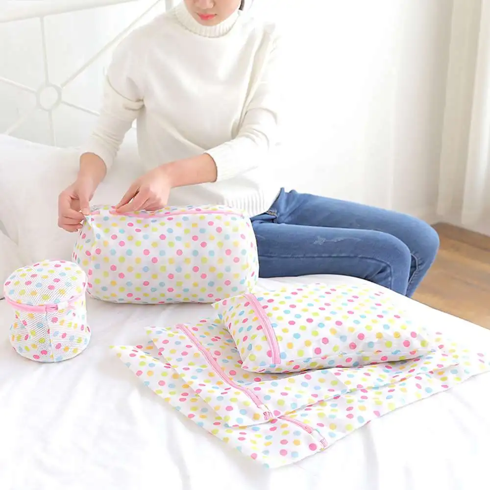 

5pcs Zipper Mesh Wash Bags Household Washing Machine Bag For Laundry Underwear Bra Socks Dirty Clothes Organizer Laundry Bag