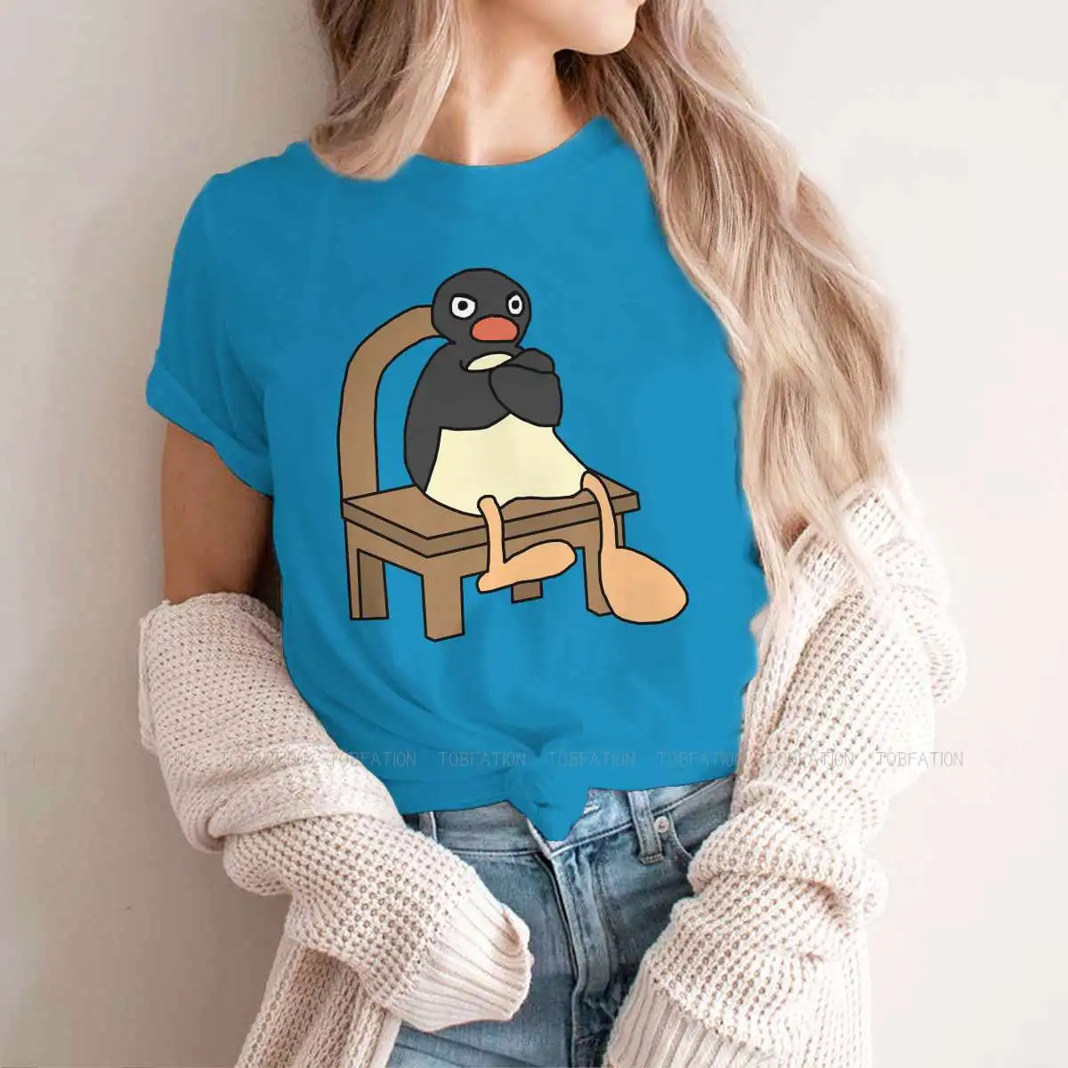 

PINGU 100% хлопковые футболки с принтом зла Мужская футболка забавная одежда 5XL