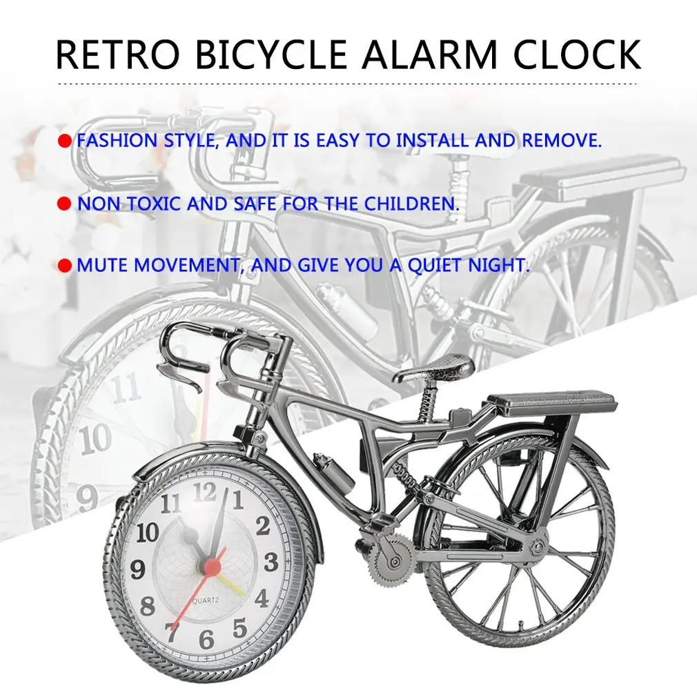 Portable Mini Travel Arabic Numeral Retro Bicycle Shape Desk Alarm Snooze Clock Creative Convenient Home Supplies | Дом и сад