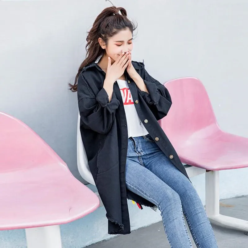 Новинка 2020 женский джинсовый Тренч на пуговицах Повседневный свободный длинный