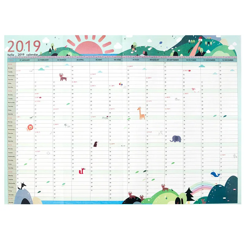 362days 2 Новогодний план 34X48,4 см 365 дней настенный бумажный календарь офисная школа ежедневный планировщик заметки Calenda очень большое обучение - Цвет: 362days 2