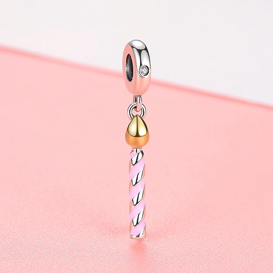 Подвески из настоящего серебра 925 пробы бусины розовая эмалированная подвеска в