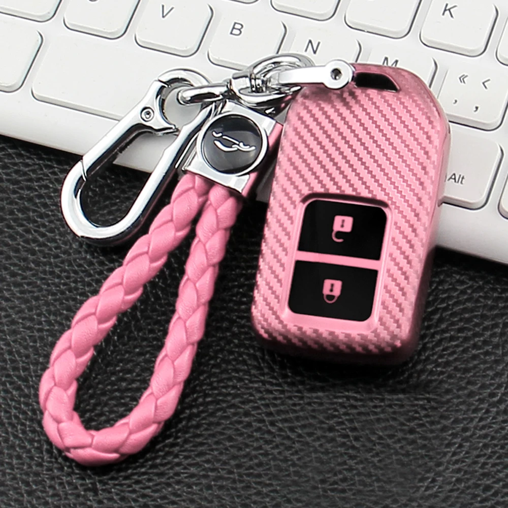 

For Accord Honda CR-V HR-V Civic Jade Crider Odyssey Pilot TPU Carbon Fiber Car Key Case Cover Holder Bag Keychain Protector