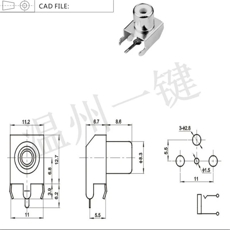 Гнездо для сердечника AV Lotus Seat AV1-8.4-3B 4-футовое гнездо RCA печатная плата с одним