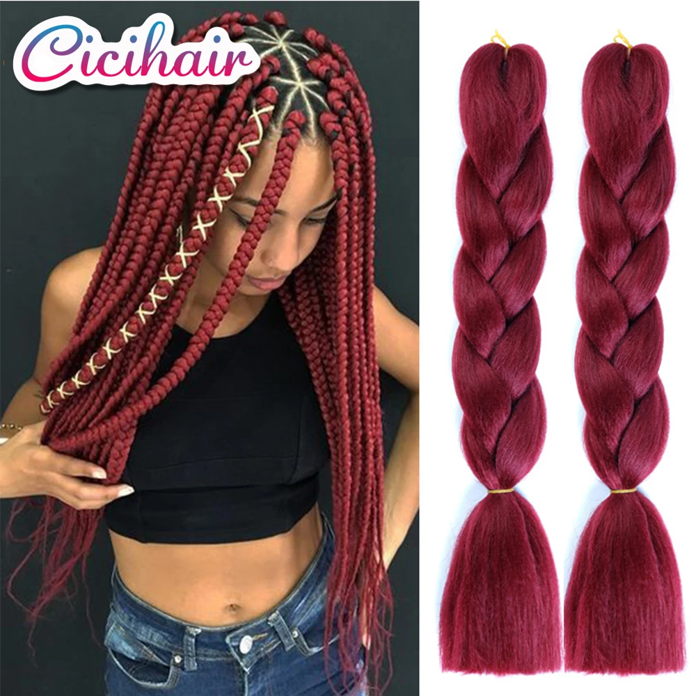 

CICIHAIR косички для наращивания волос Джамбо косички синтетические волосы для косичек 24 дюйма 100 г Черный Коричневый Синий Розовый Жук фиолето...