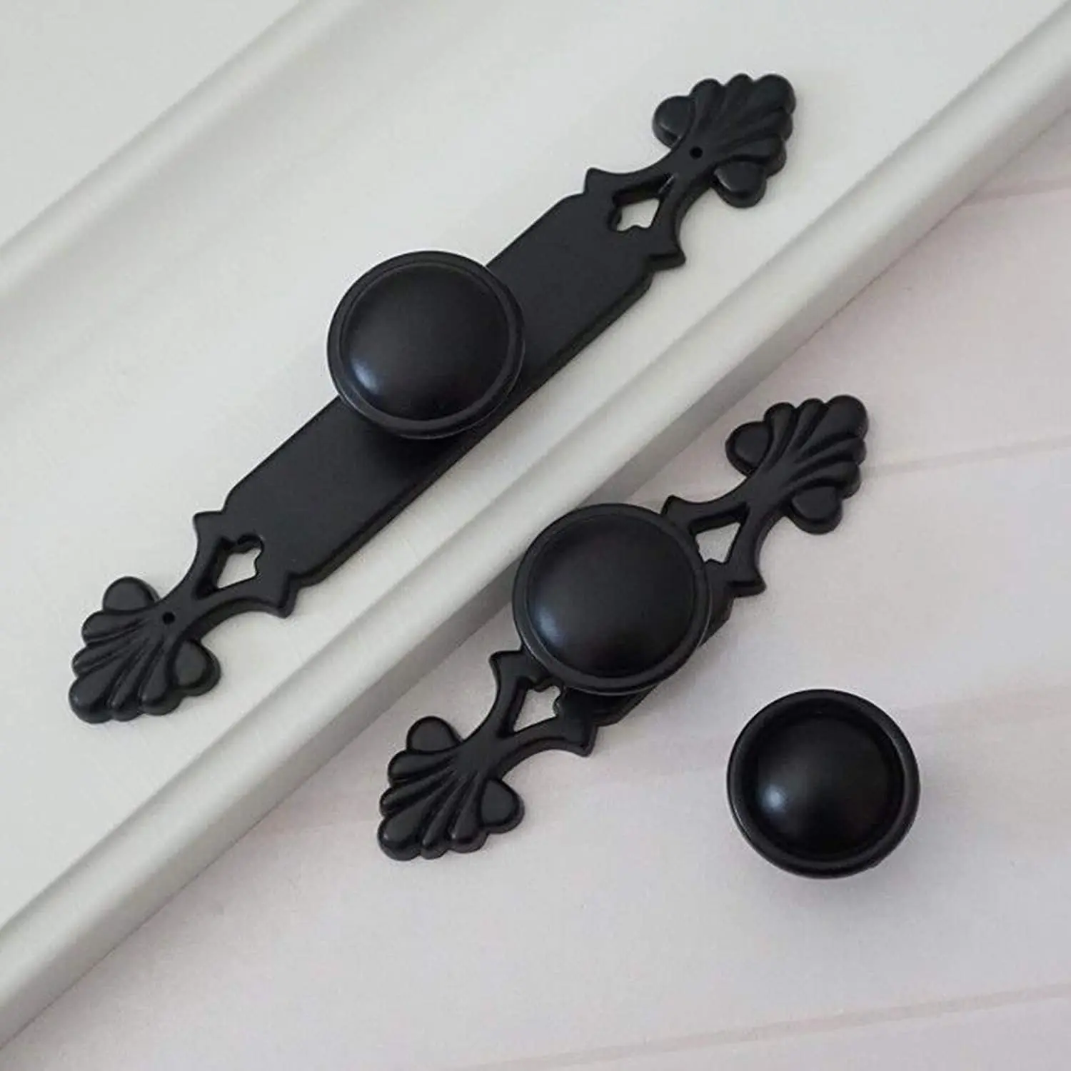 

Black Zinc Allloy Cabinet Knobs Rustic Handles for Cabinets and Drawers Back Plate Furniture Handle Wardrobe Closet Pulls Knob