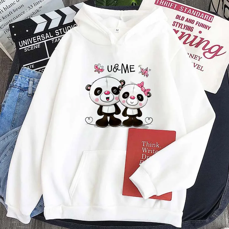 

Hoody Kawaii Panda Cartoon Print Woman Sweatshirt With Hooded Harajuku Loose Womens Winter Hoodie Korean Fashion Female Clothes