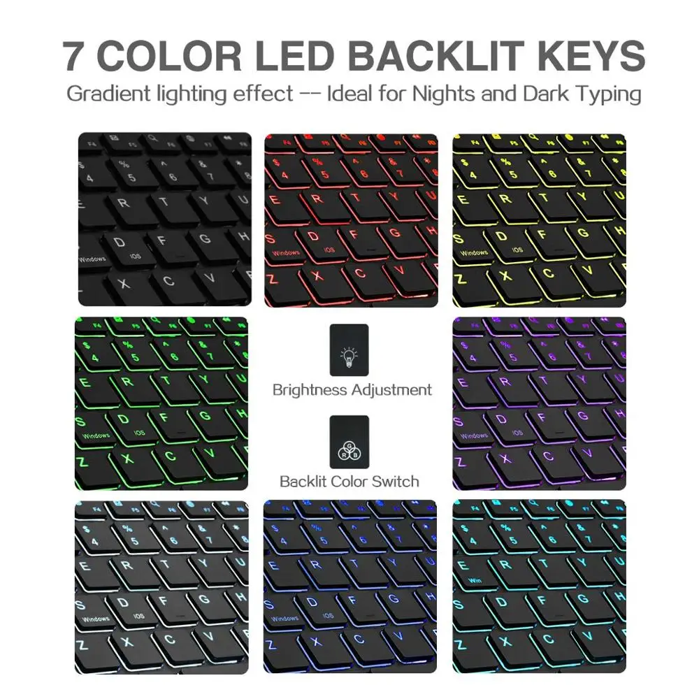 Zienstar 10 дюймов алюминиевый Беспроводной клавиатура Bluetooth With7 Цвета с подсветкой
