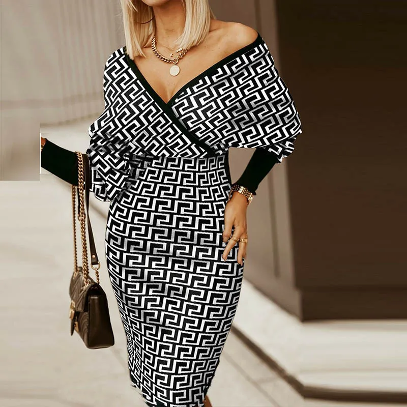 Платье Вечерние ское с открытой спиной пикантное вечернее геометрическим