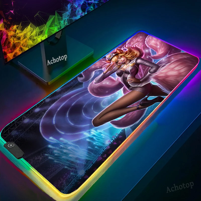 

Ahri Star Guardian Xayah League of Legend Gaming Mouse Pad Deco Gaming Lights Slipmat Rgb Rug Play Mat LOL Backlight Pc Game LED