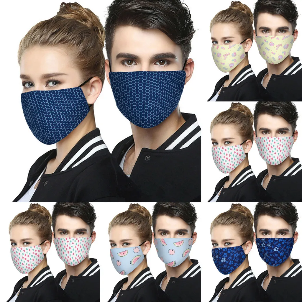 5 шт. унисекс защитная маска для рта с принтом многоразовая крючок ушей лица