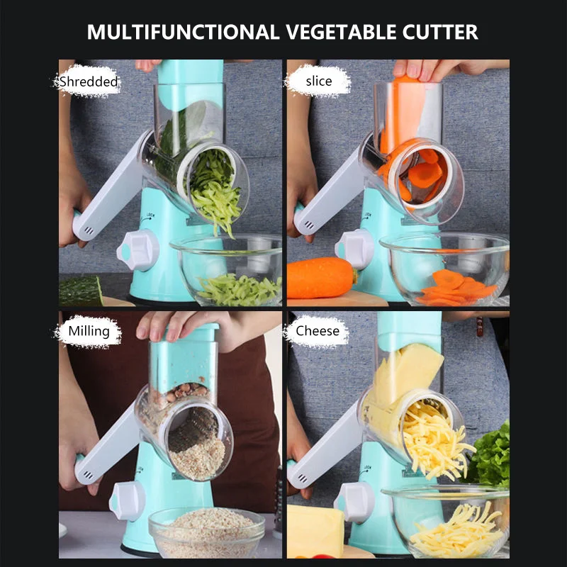 

3 in 1 Manual chop vegetables Cutter Multifunctional Round Mandoline Slicer Potato Cheese Kitchen Gadgets Kitchen Accessories