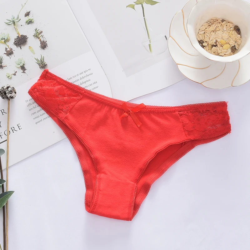 Red Кружевное сексуальное нижнее белье, женские хлопковые стринги, трусики-стринги, женское нижнее белье, трусики, интимное дамское нижнее белье с низкой посадкой, P0044 - Цвет: Red