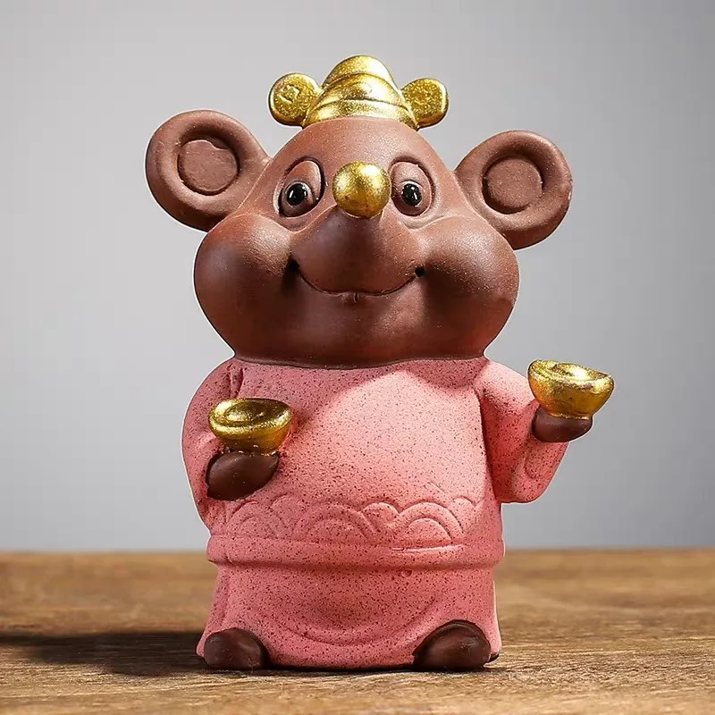 Пурпурная глина крыса чай украшения для чайного домика маленькая мышь сделай сам
